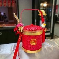 ราคา ชะลอมตรุษจีน ชะลอมสานลายพิกุล ชะลอมสีแดง ขนาด 8 นิ้ว ( ตกแต่งตามภาพ) (51454341538)