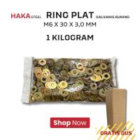 ราคา แหวนจาน M6 1 KG / WP 6x30x3 Kiloan 1Kg สีเหลือง / แผ่นเครื่องซักผ้า 6 มม. (1 กิโล กรัม) (55301299001)