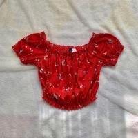 ราคา เสื้อครอปแขนตุ๊กตาลายดอกสีแดงh&m (29963014685)