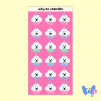 ราคา สติกเกอร์แปะตกแต่ง สติกเกอร์ลาย คัพเค้กน้องหมาพุดเดิ้ล ขนาด 7*14 cm. (20694666938)