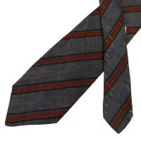 ราคา เนคไท Saint Laurent Linen Silk Grey Red Stripe Italy เนคไทแบรนด์เนม ของแท้ (26789232148)