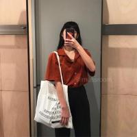 ราคา SALE‼️ เสื้อเชิ้ตฮาวายแขนสั้น ผ้าฝ้าย oversize สไตล์เกาหลี สีส้มอิฐ (2007371010)