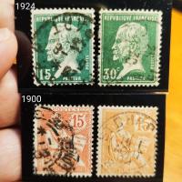ราคา แสตมป์ฝรั่งเศส ยุคเก่า ปี 1900 และ 1924 / set 4 ดวง (26533541251)