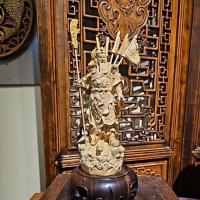 ราคา กวนอูเหยียบมังกร 5ธง 24cm ,36cmไม้แกะสลัก (43302092326)