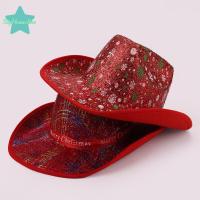 ราคา สีแดงคริสต์มาสคาวบอยหมวกซานตาคลอสตกแต่งวันหยุดพรรคอุปกรณ์ประกอบฉากปีกกว้างคาวเกิร์ลหมวกแจ๊สหมวก (47450784072)