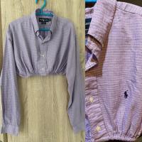 ราคา สวยมาก น่ารักมาก เสื้อเชิ้ตครอป polo ralph lauren ลายสก็อตเล็กสีม่วง ปักม้าม่วงด้านหน้า ป้ายเอ็นห้อยค่ะ มือสองของแท้ (41122938622)