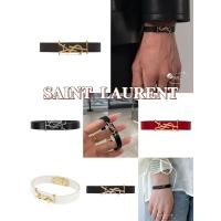 ราคา แบรนด์ใหม่ของแท้ SAINT LAURENT / YSL โลโก้โลหะหนังวัวสร้อยข้อมือหนัง (28500006847)