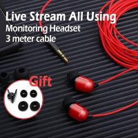 ราคา หูฟังแบบมีสาย 3.5 มม. 3 ม. สายไฟยาวหูฟังชนิดใส่ในหูไฮไฟสเตอริโอพร้อมไมโครโฟนสมาร์ทโฟนสากล/คอมพิวเตอร์/หุ่นยนต์ (29010823216)