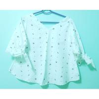 ราคา เสื้อขาวลายแมว แขนผูกโบว์ได้ (953891220)