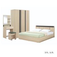 ราคา HomeHuk ชุดห้องนอน รุ่นแชมป์ (เตียง, ตู้เสื้อผ้า, โต๊ะเครื่องแป้งพร้อมสตูล) - สีไลท์ วู้ด/ดำ (29618046281)