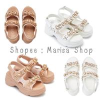 ราคา แท้ !! รองเท้าส้นหนา รองเท้าส้นตึก Jelly Bunny รุ่น Picotee Crystals Flats & Sandals (18244530362)