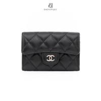 ราคา [ของแท้]CHANEL CARD HOLDER SHORT BLACK LAMB GHW มีใบรับประกัน ตรวจสอบได้ทุกใบ ✅ (41060020388)