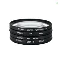 ราคา Andoer 58 มม.UV + CPL + Closed-Up + 4 + Star 8 จุดกรอง Circular Filter Kit Circular Polarizer Filter Macro Close-Up Star 8 จุดกรองพร้อมกระเป๋าสําหรับกล้อง Canon Pentax DSLR (41400693288)