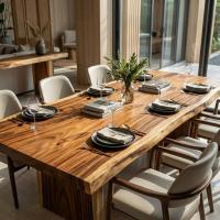 ราคา Blue Sea Wood โต๊ะไม้จามจุรีแผ่นเดียว โต๊ะทำงาน โต๊ะอาหาร ท็อปไม้แผ่นขอบธรรมชาติ ขาไม้แผ่นตัดตรง จัดส่งฟรี! (57353233539)