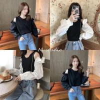 ราคา Maze*พร้อมส่ง*เสื้อเปิดไหล่ แขนยาวตุ๊กตา(0366) (6752527961)