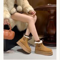 ราคา (เเนะนำ+1/เท้าอวบอูม+2ไซส์) TX751รองเท้าบูทหุ้มข้อ ขนปุย หนา5CM หนังนิ่ม ดีไซน์แฟชั่น หนังกลับ สไตล์เกาหลี สำหรับผู้หญิง (44651743796)