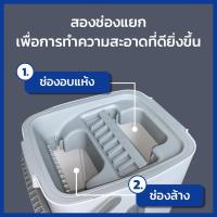 ราคา พื้นสะอาด ชุดม็อบ ไม้ถูพื้นพร้อมถังรีดน้ำ ซักผ้าอัตโนมัติ ทน ไม้ถูพื้นแบน (แถมผ้า2ผืน) ไม้ถูพื้น แบบรีดน้ำ (29677860600)