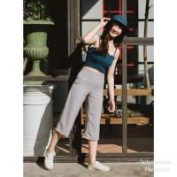 ราคา กางเกงขากระบอก 5 ส่วน ผ้าฮานาโกะแท้100% เนื้อผ้าหนา 380g. สีเทาอ่อน (25821686022)