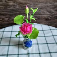 ราคา ดอกบัวจิ๋วดินปั้นสีชมพู ราคาต่อแจกัน (4235162822)