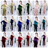 ราคา Bambeyshop VATA VELVET MAXI DRESS งานผ้ากำมะหยี่เนื้อเริ่ด ์แขนยาวข้างเดียวจับจีบเอว และจับจีบย่นกระโปรงทรงไขว้ (2857817017)
