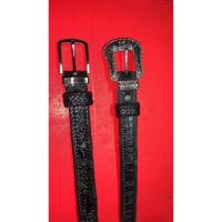 ราคา เข็มขัดหนังจระเข้แท้cowboyขนาดกว้าง30mmสายหนังสีดำเส้นตรงจระเข้แท้/ยาว44-46นิ้ว (24267446387)