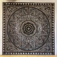 ราคา งานไม้สัก วอลเปเปอร์ไม้สัก ขนาด 180x180 cm. ติดผนัง ติดเพดาน สีดำแอนทิค (แบ่งเป็น 6 แผ่น) Wallpaper Wooden Carved (49602436607)