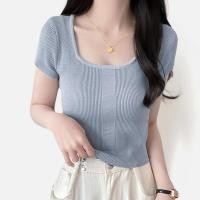 ราคา KaeKai พร้อมส่ง เสื้อยืด ผ้าเรย่อย งานผ้าร่อน แขนสั้น ใส่สบาย สไตล์เรียบง่าย แฟชั่นสาวโคเรีย (27656599553)