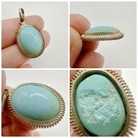 ราคา จี้เงินแท้ แต่งหินเทอร์คอยซ์ งานญี่ปุ่นมือสอง (27561608925)