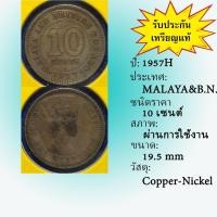 ราคา เหรียญเก่า#61426 ปี1957H Malaya & British Borneo 10 CENTS เหรียญต่างประเทศ หายาก น่าสะสม (2955355749)