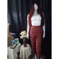 ราคา กางเกงขายาวลายสก็อตสีแดง (11379777013)