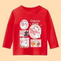 ราคา เสื้อยืดแขนยาวเด็กผู้หญิงสีเต็มแมว marie motif แบบ B (51903968591)