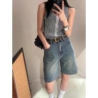 ราคา กางเกงยีนส์ผู้หญิงสีดำ กางเกงยีนต์ กางเกงยีนส์ลายลูกไม้ขาสั้นสำหรับฤดูร้อน เอวสูง ทรงหลวม ดีไซน์ห้ากระเป๋า (51903444501)