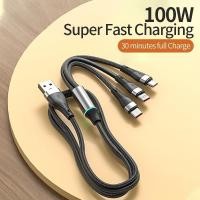 ราคา 100W 3 in 1 Super สายชาร์จ 6A Micro USB Type C Fast Charger Type-C Cable Data Cable (40325869269)