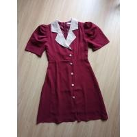 ราคา ชุดเดรสสีแดงเลือดนกกระดุมยาว (26938833296)