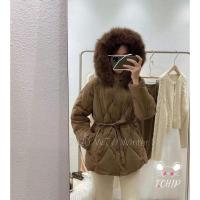 ราคา [มีรูปถ่ายจริง] เสื้อแจ็คเก็ตปักเป้ามีฮู้ดขนและเอวรูด (28824861227)