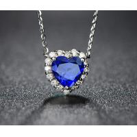 ราคา TANITTgemsสร้อยคอทองคำขาวประดับจี้พลอยไพลินแท้ทรงหัวใจล้อมเพชรสวิส (8505250339)