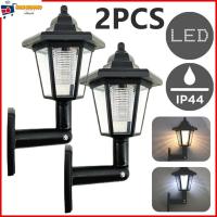 ราคา 2 ชิ้นพลังงานแสงอาทิตย์หกเหลี่ยมกลางแจ้ง IP44 กันน้ํา LED พลังงานแสงอาทิตย์ Sconce โคมไฟรั้วพลังงานแสงอาทิตย์ SHOPTKC6652 (26917683955)