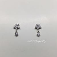 ราคา ต่างหูเงินฝังเพชรCZ เงินแท้92.5% ชุบทองคำขาว (9832559713)