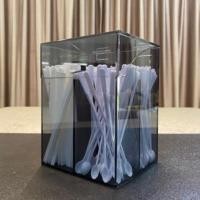 ราคา กล่องใส่หลอดเครื่องดื่มร้อน หลอดคนกาแฟร้อน แบบมีฝาปิด สีดำใส (4643768628)