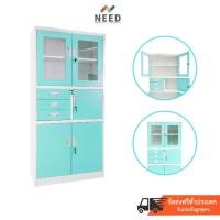 ราคา ตู้เหล็กบานเปิดสูงบนกระจก 3 ลิ้นชักกลาง (จัดส่งฟรีทั่วประเทศ) สีมิ้นท์ (3569969865)