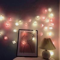 ราคา พร้อมส่ง Rose String ไฟดอกกุหลาบ 3 เมตร 20ดอก สีชมพู แดง ขาว แบบถ่าน ตกแต่งห้อง ไฟLED มีโหมดไฟนิ่ง (28473853607)