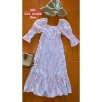 ราคา เดรสยาว สีชมพูหวานๆ ใส่ปาดไหล่ แขนยาวพองๆ งานป้าย Sm (48802639299)