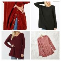 ราคา #0993 Zenana เสื้อ เสวตเตอร์ เกร๋นะ ความมีกระดุม (14693568861)