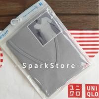 ราคา [ใหม่][ใหม่] Uniqlo Airism V Neck Short Sleeve Grey Undershirt (6882178822)