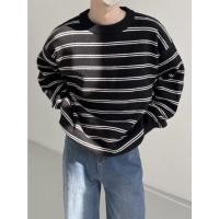 ราคา เสื้อสเวตเตอร์ไหมพรมคอหลม ลายริ้ว 2 เส้น สีดำขาว สไตล์เกาหลี เสื้อกันหนาวแขนยาวผ้าดี หนาไม่บาง (28314647586)