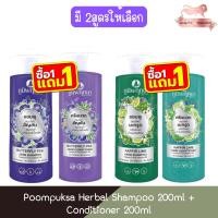 ราคา (1แถม1) Poompuksa Herbal Shampoo 200ml + Conditioner 200ml ภูมิพฤกษา สมุนไพร แชมพู + ครีมนวด 200มล (57354769657)