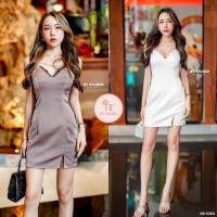 ราคา (พร้อมส่ง) BT59-0362 เดรสสั้นสายเดี่ยวแต่งสายพาดบนอกสามารถ ช่วงข้างตัวแต่งแทบลูกไม้ทั้งสองข้าง By K. PC.sty งานป้าย (25890925589)