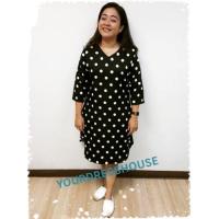 ราคา เดรสคนอ้วน,อวบิกได้ถึง 42" สีดำลายจุดขาว แขนสามส่วน (2306480468)