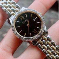 ราคา Seiko Ladies Two-Tone Black Dial Stainless Steel (2251765814)