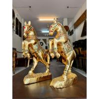 ราคา (1 คู่) ม้าไม้แกะสลัก ม้าวิ่ง เสริมฮวงจุ้ย สูง 40 cm. ไม้จามจุรี ปิดทองเปลว แต่งคริสตัลหลากสี Pair Wooden Carved Horse (50300197075)